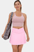 Solid Pocketed Crossover High Waist Swim Skort